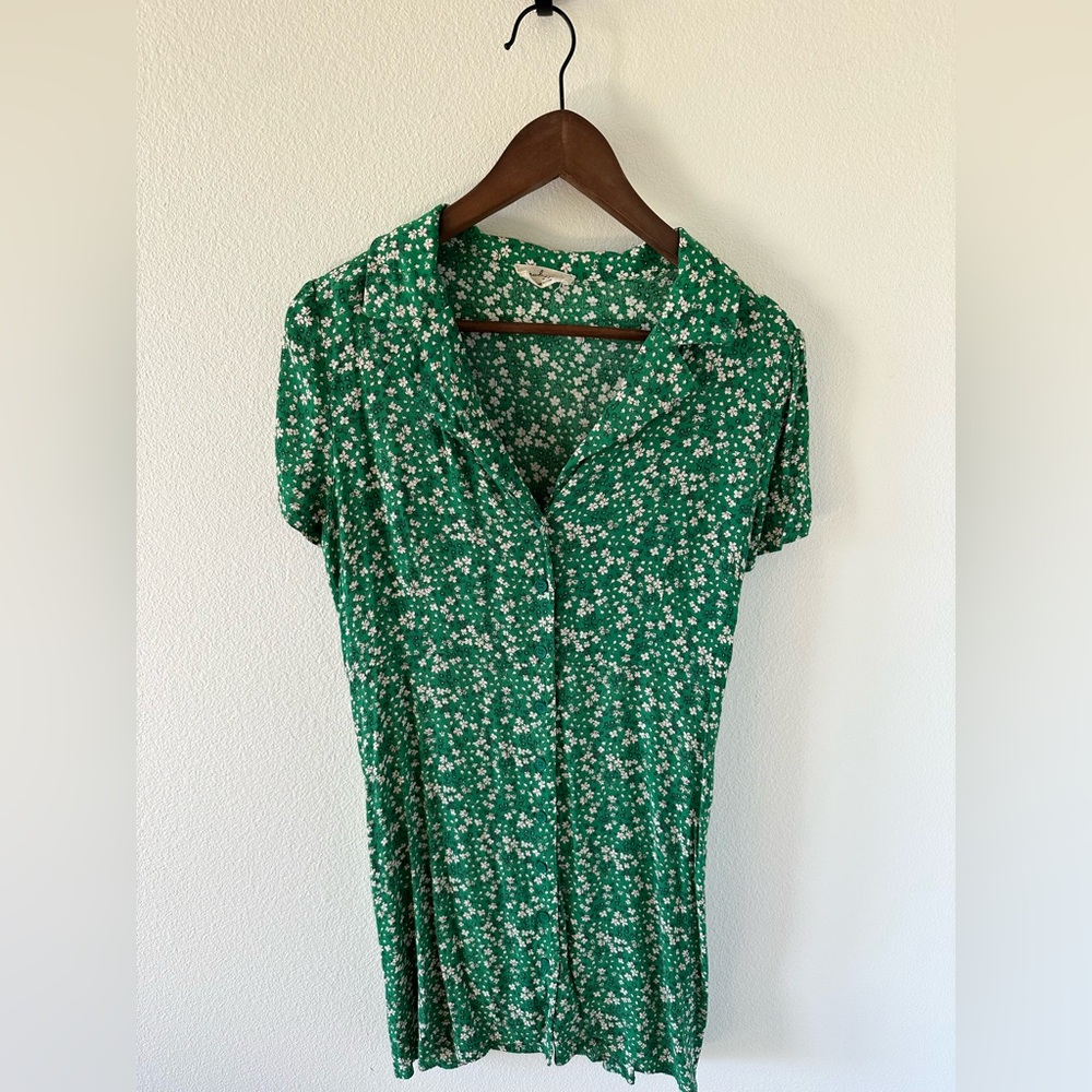 Green floral mini dress